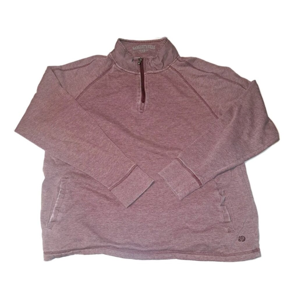 Margaritaville Women's Large Red Sweatshirt Quarter Zip And Front pockets